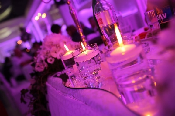 light, romantic, purplish, table, candles, close-up, candlelight, party, candle, celebration