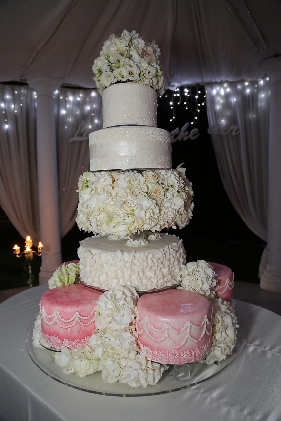 gâteau de mariage, Tall, salle de mariage, hôtel, élégance, décoration, mariage, fleur, amour, cérémonie