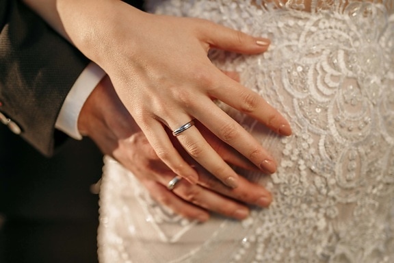 結婚指輪, ジュエリー, 手をつないで, リング, 手, 指, 手, 結婚式, 体, 肌