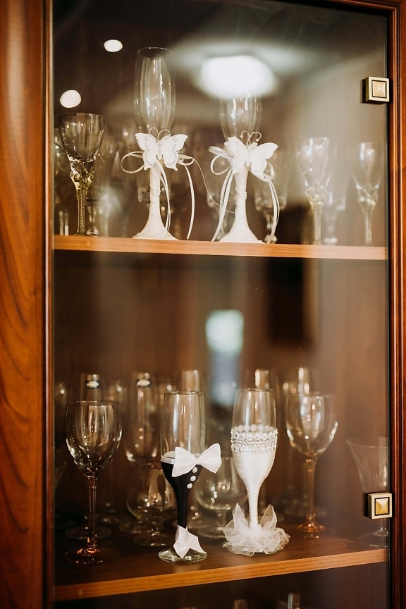 crystal, glassware, shelf, furniture, celebration, glass, luxury, interior design, indoors, elegant