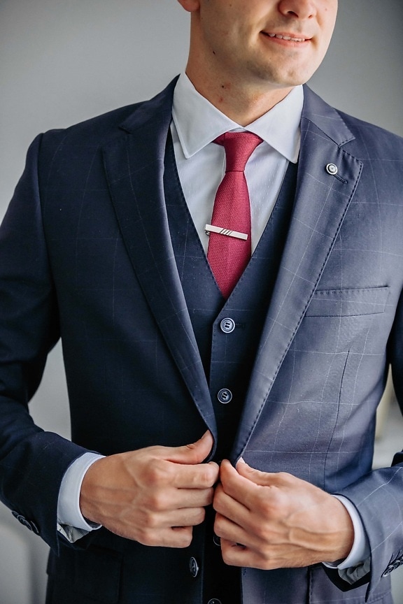 red, tie, cotton, tuxedo suit, shirt, office, businessman, employee, manager, businessperson