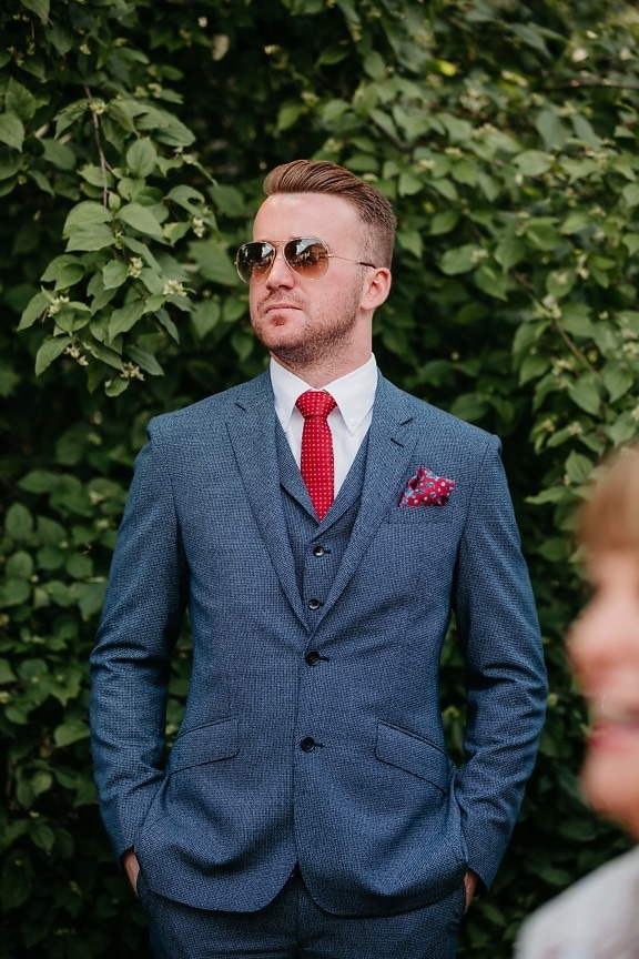 man, good looking, handsome, tuxedo suit, standing, businessman, manager, beard, confidence, sunglasses