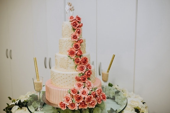 ウエディング ケーキ, 壮大です, 装飾, ケーキ, 結婚式, チョコレート, キャンドル, クリーム, お祝い, 食品