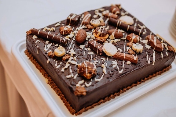walnut, chocolate cake, hazelnut, chocolate, dark, food, sugar, delicious, candy, sweet