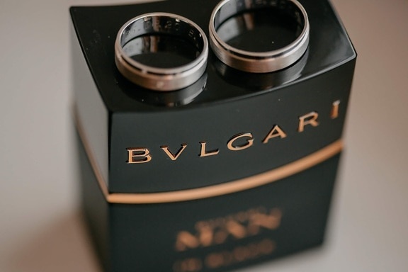 парфюм, фантазия, продукт, пакет, венчален пръстен, сватба, закрито, класически, натюрморт, черно