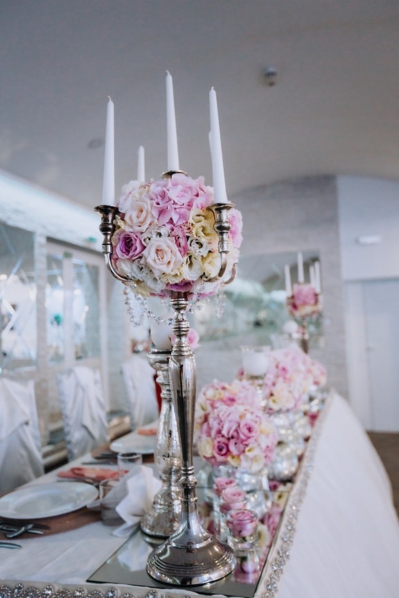 chandelier, bougies, charme, salle de mariage, élégance, fantaisie, coûteux, bougie, mariage, célébration