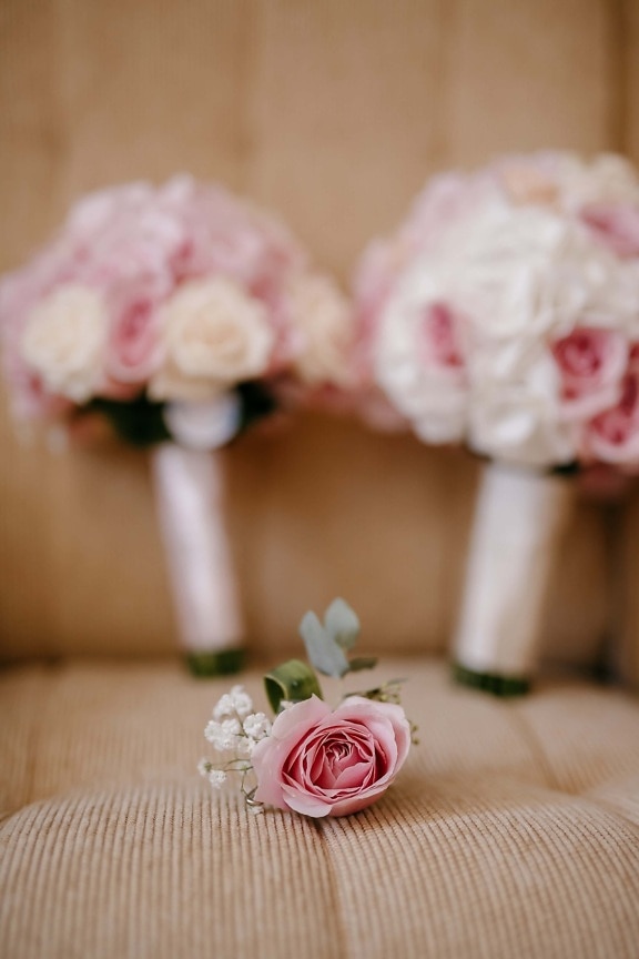 miniature, bouquet, detail, sofa, flower, pink, romance, rose, nature, indoors