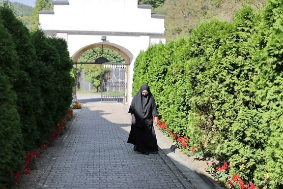 монахиня, жена монах, руска православна църква, черно, инвентар, духовност, християнството, на открито