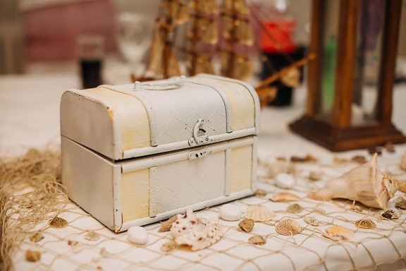 box, chest, vintage, interior decoration, seashell, treasure, luggage, container, retro, wood