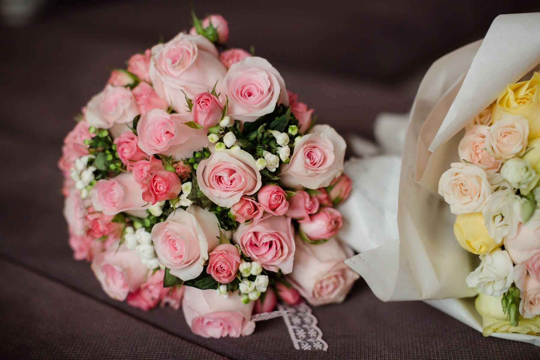 bouquet, giallo verdolino, Rose, rosa, rosa, romanza, fiore, elegante, foglia, petalo