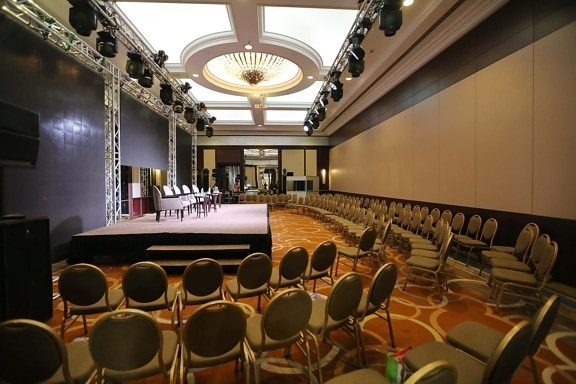 столове, вътрешна украса, конференция, хотел, празен, хол, стол, интериор, закрито, стая