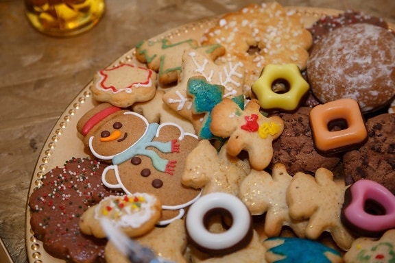 ginger, cookies, snowman, biscuit, decoration, gingerbread, cookie, baked goods, food, meal