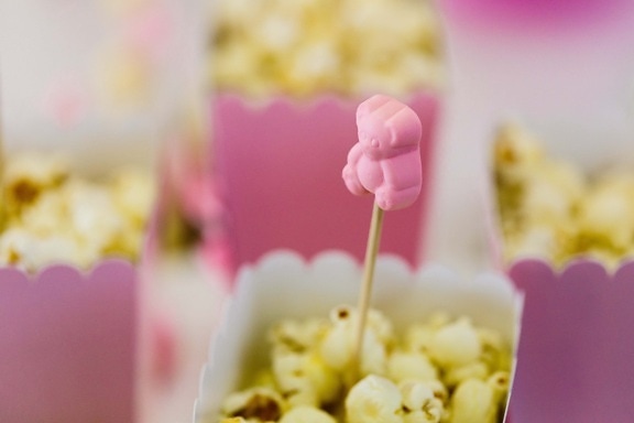 popcorn, roze, teddybeer speelgoed, decoratieve, lolly, roze, voedsel, heerlijke, traditionele, vervagen