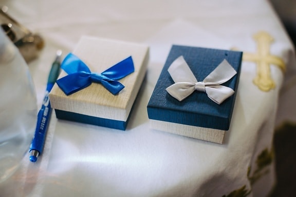 boxes, decoration, miniature, gifts, packages, blue, present, ribbon, thread, gift