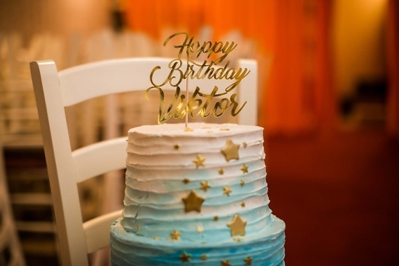 heureux, anniversaire, gâteau d’anniversaire, lueur dorée, décoration, crème, élégant, chocolat, cuisson au four, délicieux