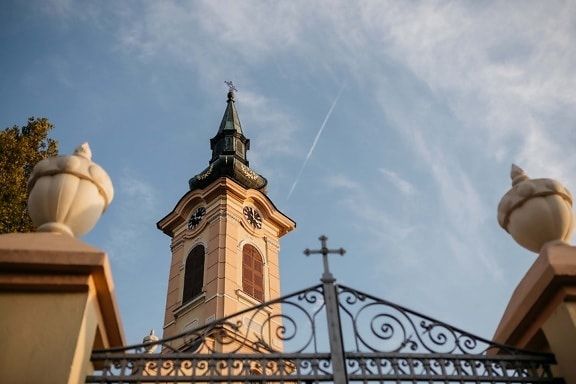 church tower, orthodox, fence, front door, cast iron, angle, corner, architecture, cathedral, church