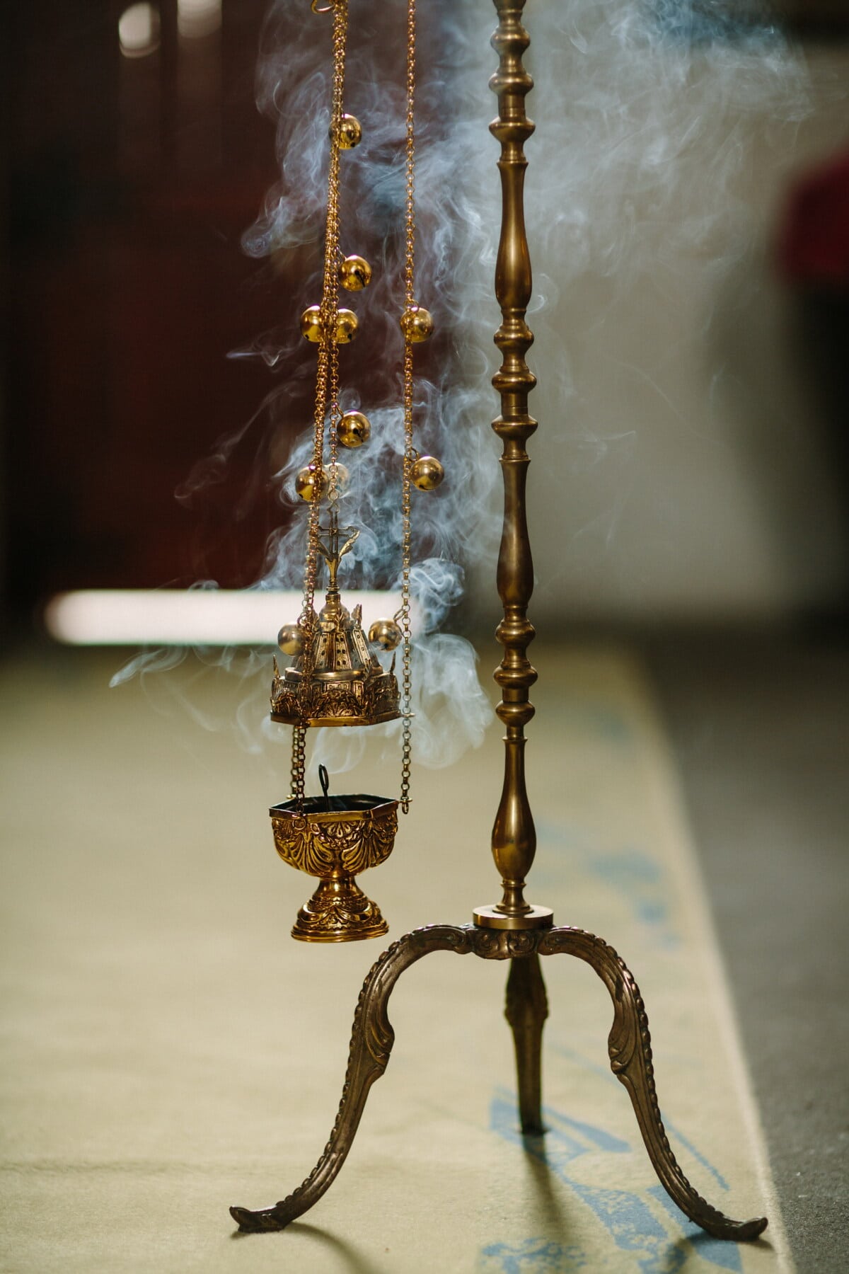 fatto a mano, spiritualità, culto, cristianesimo, oggetto, fumo, decorazione, catena, in ottone, oggetto d'antiquariato