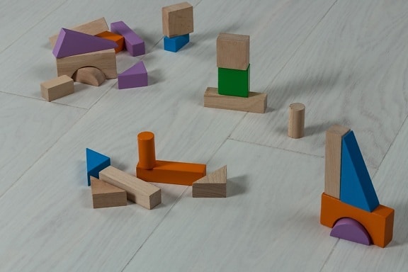 trä, form, leksaker, geometriska, leksak, golv, färgglada, kub, trä, möbler