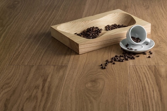 materiał siewny, pieczeń, kawa, kubek kawy, drewniane, drewno, biurko, parkiet, drewniane, ciemny