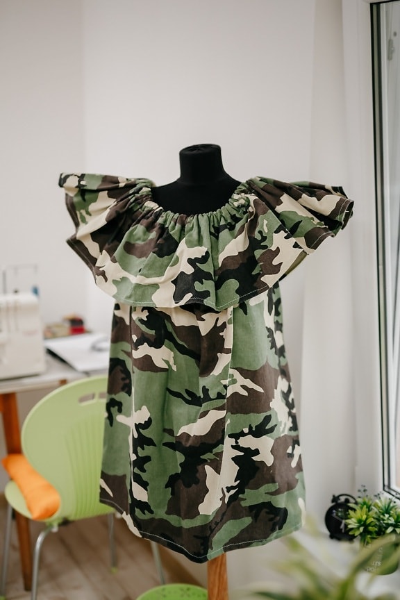 robe, conception, militaire, studio, Atelier, texture, magasin, vêtements, camouflage, mode