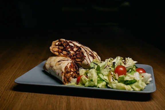 brza hrana, pečena, Burrito, zelena salata, salata, hrana, ploča, večera, obrok, ručak