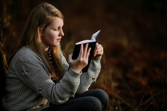 young woman, student, teenager, reading, book, educational program, wisdom, knowledge, education, woman