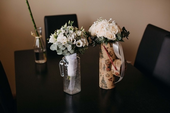 bouquet, chaises, Bureau, table, décoration d’intérieur, vase, élégance, des roses, Minimalisme, nature morte