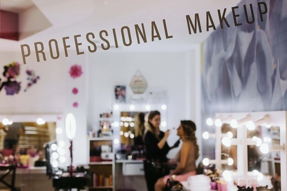 professionelle, Make-up, Geschäft, Wohnzimmer, Dienst, Krämer, Kunden, Shop, Kosmetik, Einkaufen