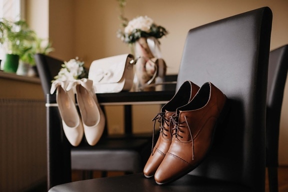 brun clair, classique, chaussures, en cuir, homme, chaussures, chaise, noir, mariage, chaussure