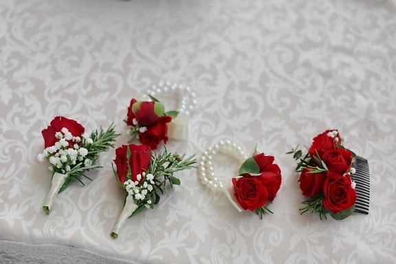 accessory, feminine, roses, silk, pearl, arrangement, flower, decoration, rose, bouquet