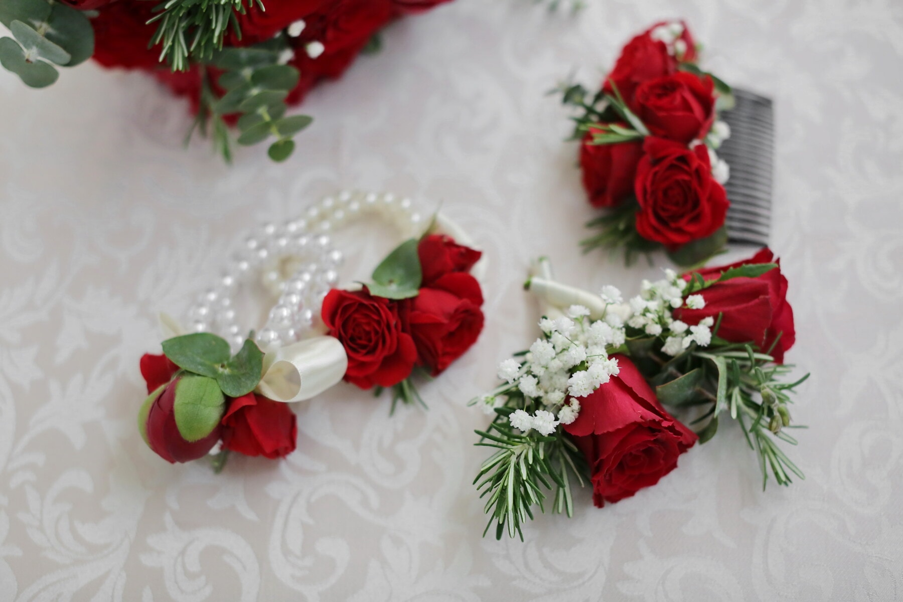 Kytica, miniatúrne, dekoratívne, ruže, dekorácie, kvet, usporiadanie, ruže, oslava, romance