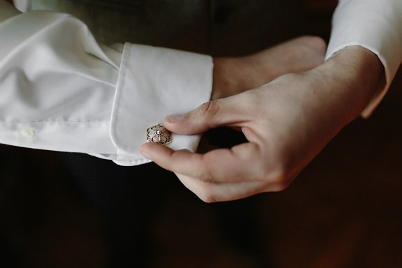 cuff, sleeve, white shirt, button, luxury, jewelry, fashion, hands, man, hand