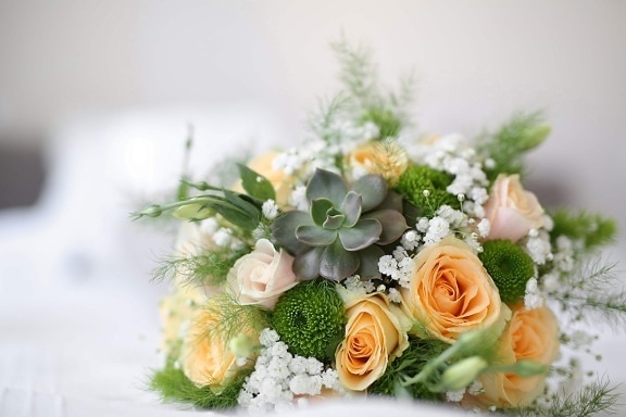bouquet de mariage, des roses, Cactus, élégant, vintage, fermer, bouquet, arrangement, décoration, mariage