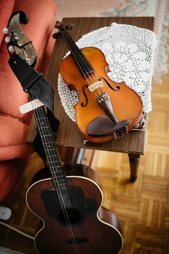 violín, análogo, guitarra, instrumento, naturaleza muerta, música, clásico, melodía, musical, madera