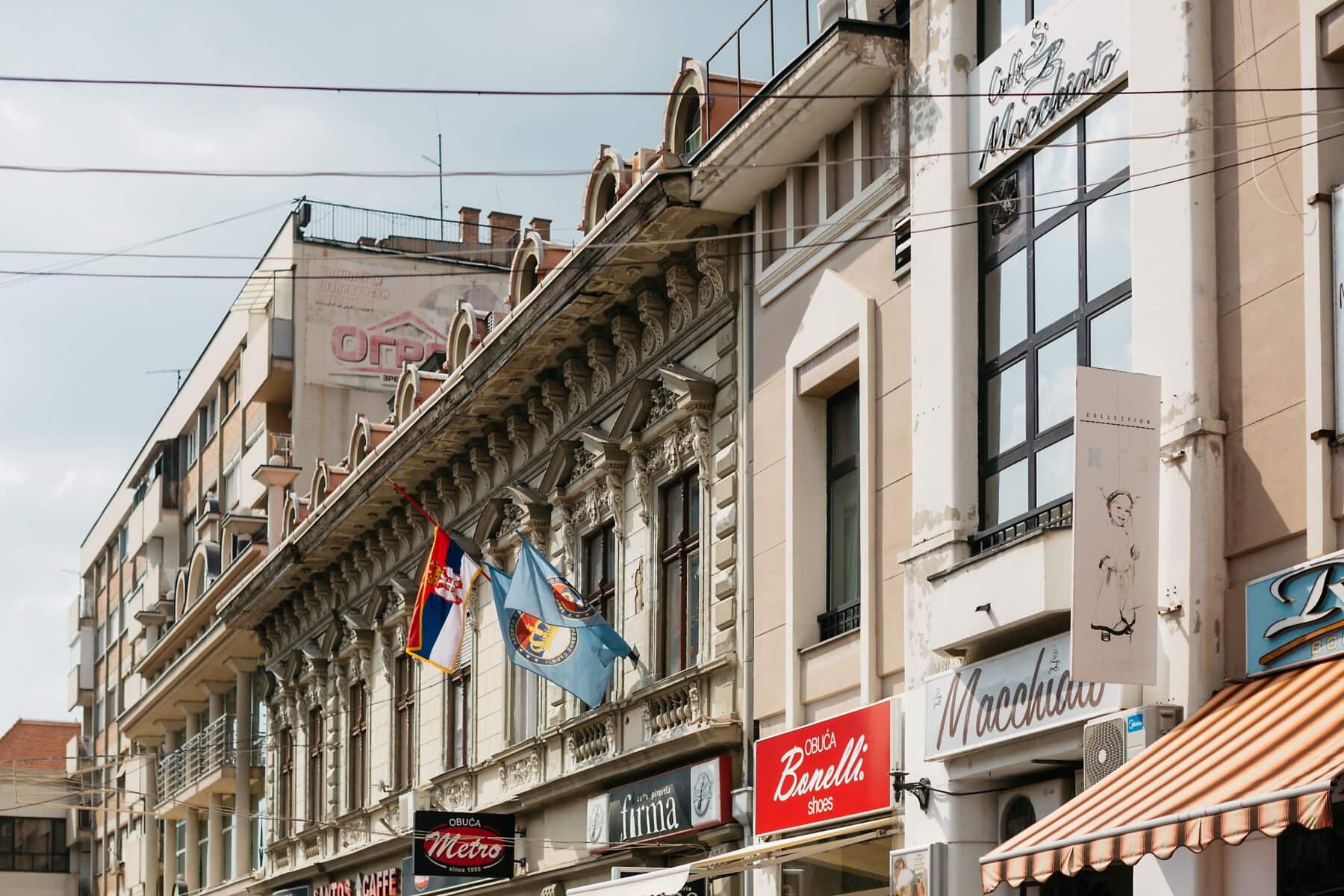 budovy, Srbsko, pouličné, socializmus, hlavné mesto, architektonický štýl, balkón, štruktúra, kino, mesto