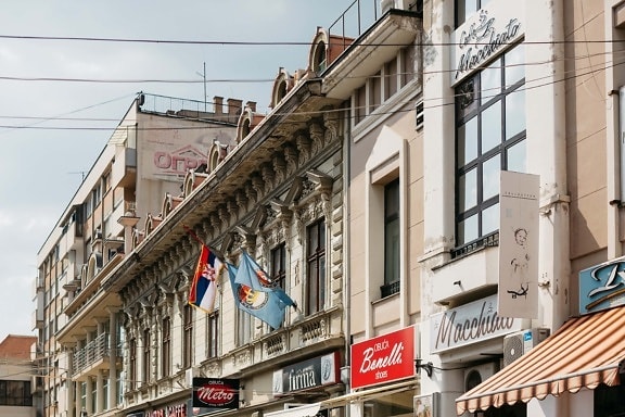 budovy, Srbsko, ulice, socialismus, hlavního města, architektonický styl, balkon, struktura, kino, město