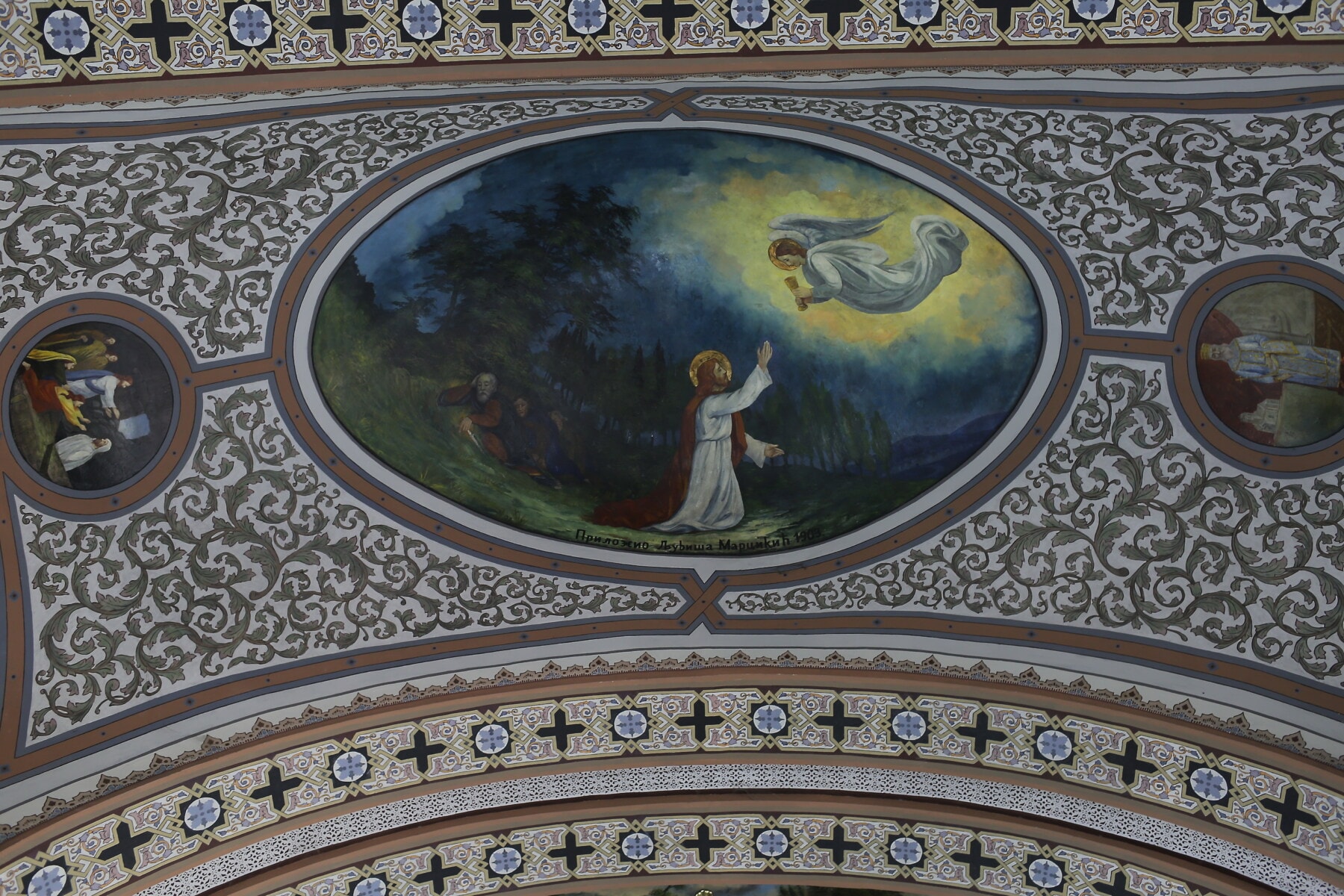 svätec, anjel, výtvarných umení, Mozaika, strop, náboženstvo, umenie, architektúra, kostol, dekorácie