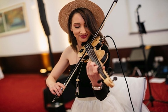 giovane donna, violino, elettrico, concerto, donna, strumento, musica, musicista, prestazioni, Festival