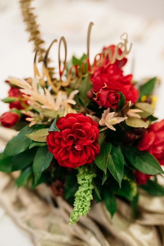 ギフト, 花束, 愛, バラ, 赤, ロマンチックです, 周年記念, 花, 装飾, 配置
