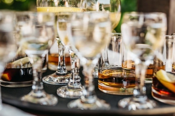 vin blanc, cocktails, alcool, verre, banquet, table, vin, boisson, à manger, luxe