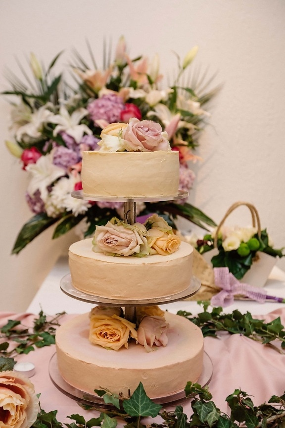 bolo de casamento, decoração, arranjo, casamento, recepção, design de interiores, amor, flor, rosa, elegante