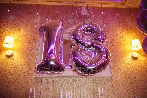 party, 18 birthday, teenage, fancy, trendy, helium, balloon, light, design, luxury