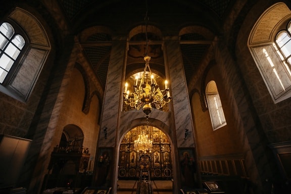 klooster, orthodoxe, interieur decoratie, altaar, spiritualiteit, middeleeuwse, binnenkant, het platform, structuur, kathedraal