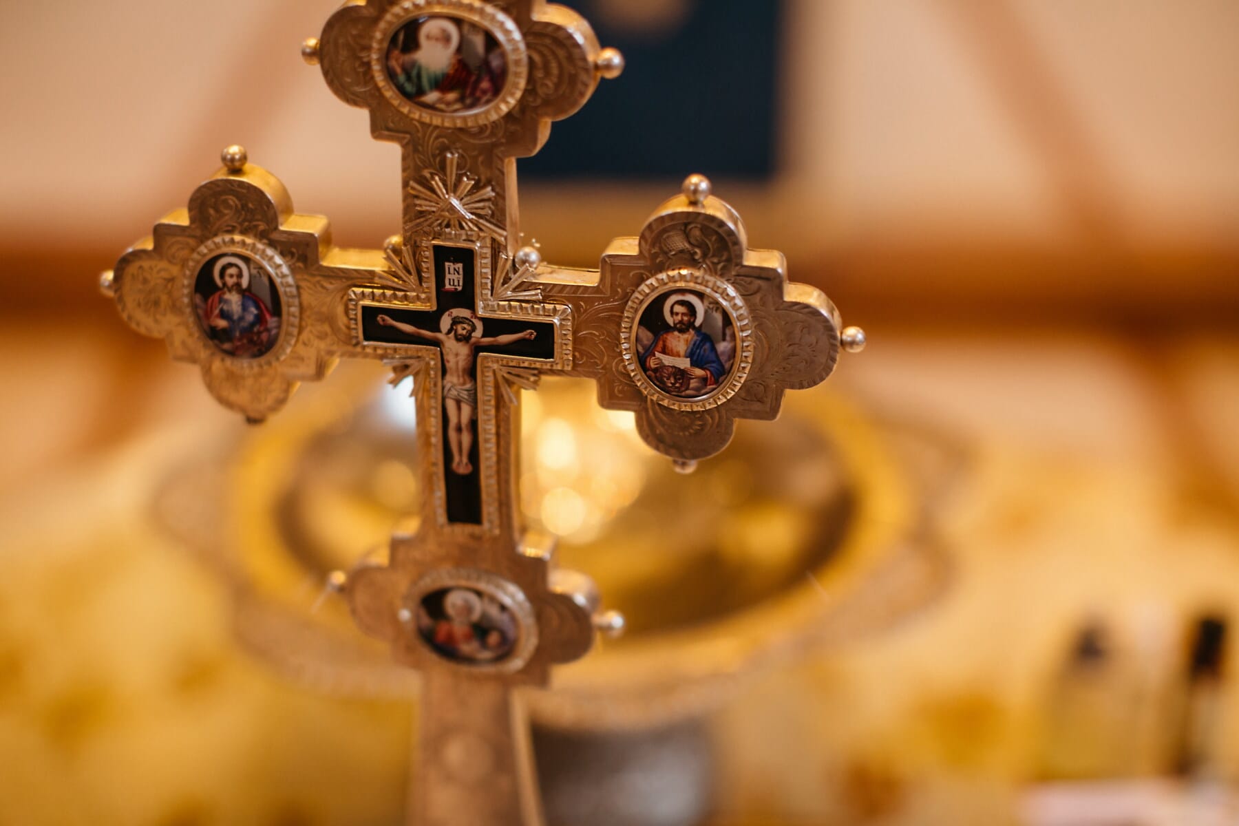 Oro, Croce, ortodossa, Cristo, cristianesimo, fatto a mano, oggetto d'antiquariato, in ottone, in casa, vecchio