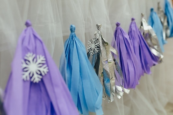 snowflakes, decorative, curtain, elegant, hanging, interior design, fashion, bright, silk, color