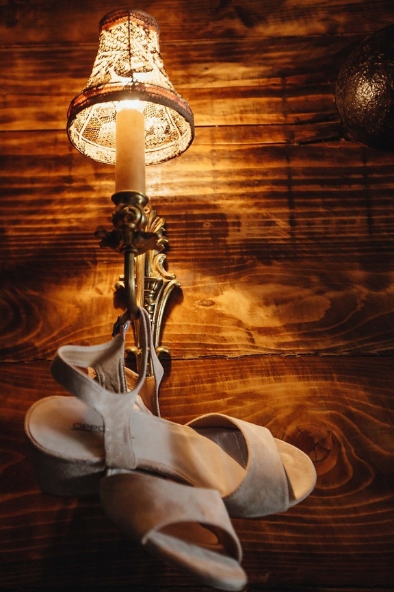 elegant, heels, sandal, vintage, shadow, baroque, lantern, wooden, wall, wood