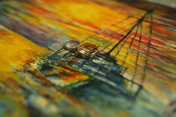 rings, gold, canvas, fine arts, colorful, texture, painting, art, abstract, color