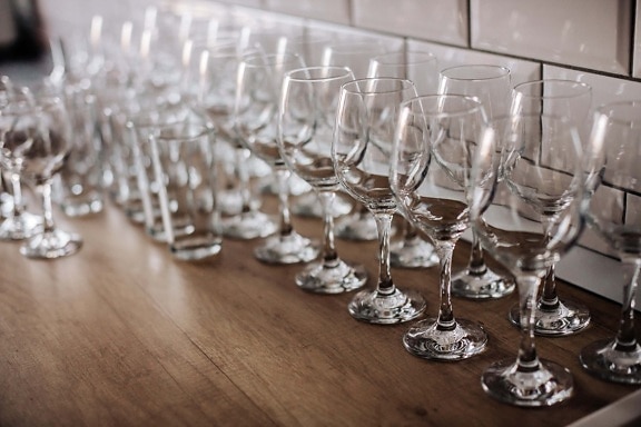 Glas, leere, Kristall, Wein, transparente, Tabelle, Restaurant, Trinken, Partei, Speise-