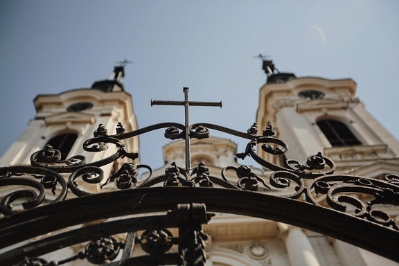baroque, style, church tower, iron, cast iron, fence, metal, cross, architecture, old