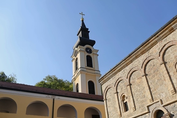 veža kostola, kláštor, kamenná stena, Nástenné, zadný dvorček, pravoslávna, architektonický štýl, bydliska, budova, náboženstvo